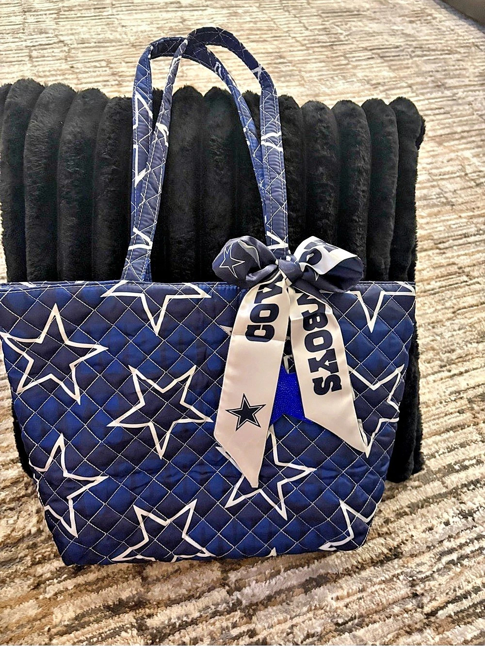 Blue & White Star Dallas Cowboy Print Tote